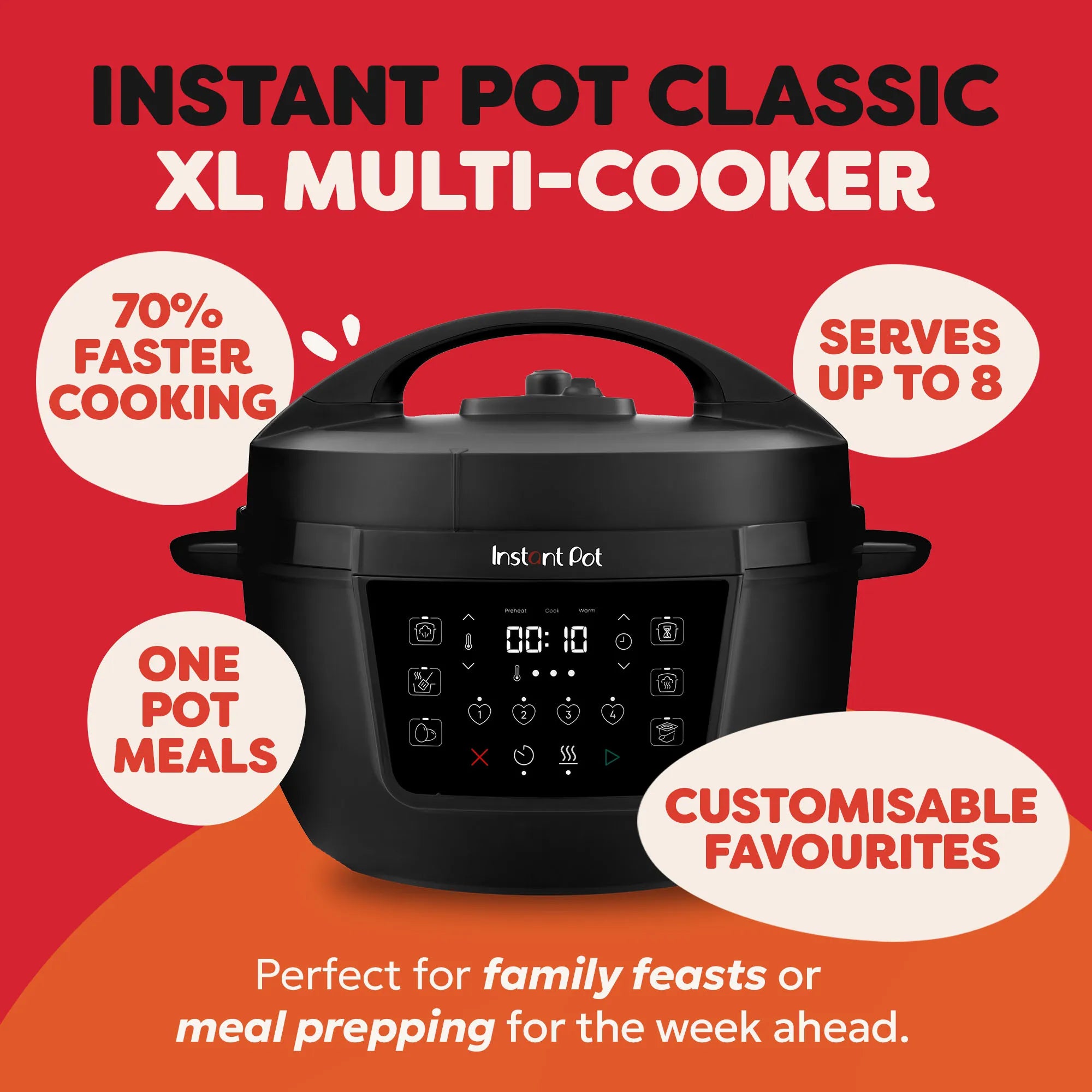 Большая мультиварка 7-в-1 для большой семьи Instant Pot Classic XL 7.1L