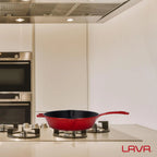 Чугунная сковорода круглая Lava Dokum литая ручка с носиками 24 см