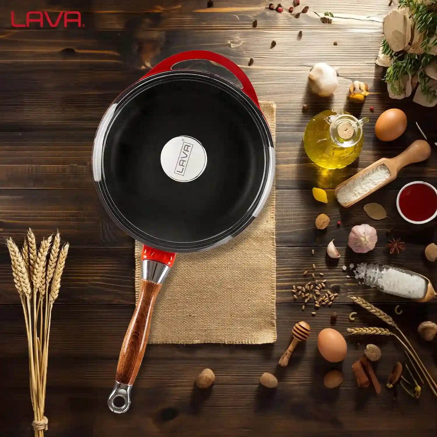 Чугунная сковорода круглая Lava Heritage 24 см + крышка