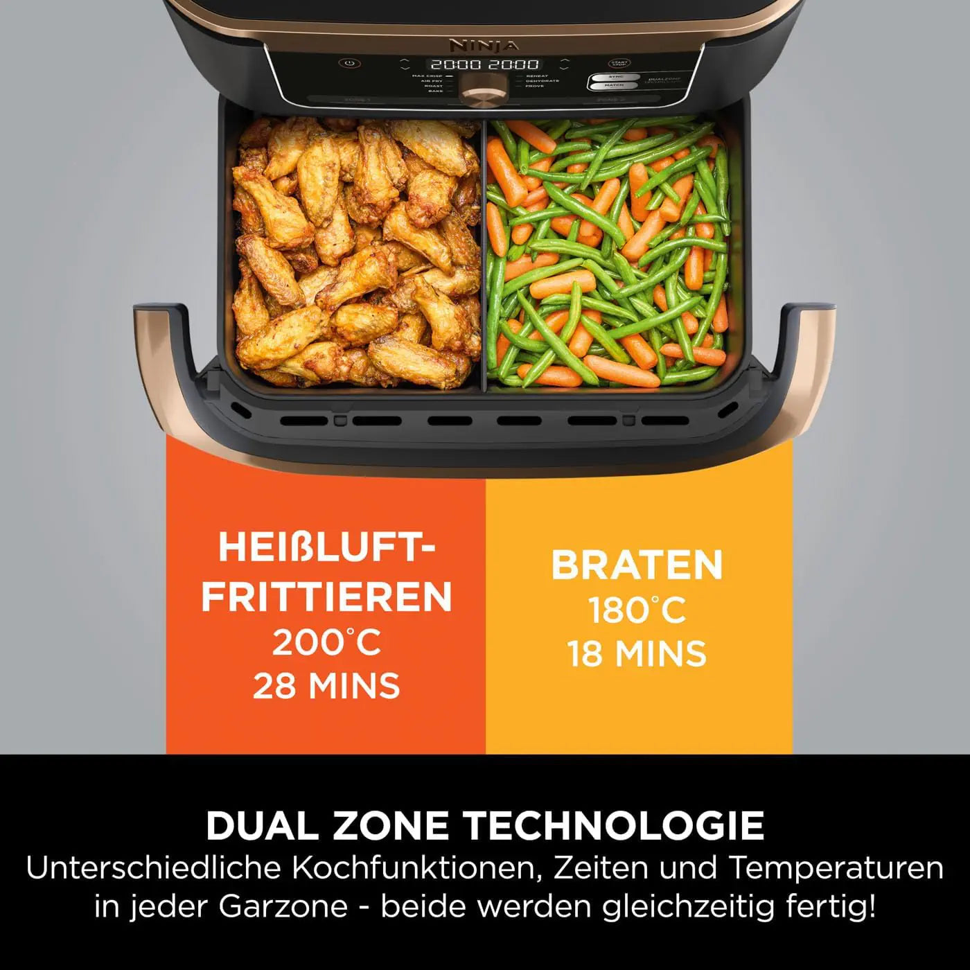 Аэрогриль 7-в-1 Ninja FlexDrawer Dual Zone Copper Edition, 10.4 литров AF500EUCP/AF500UKCP