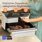 Аэрогриль 10 литров COSORI Dual Blaze TwinFry с 4 тэнами и гибкими камерами, Wi-Fi, белый цвет