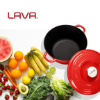 Чугунная кастрюля круглая Lava New Heritage 26 см 4.86 литра с чугунной крышкой