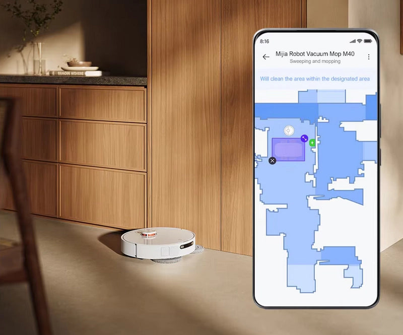 Умный робот-пылесос с базой для самоочистки Xiaomi Mijia M40, влажная и сухая уборка, WI-FI (D110CN + JZ2403)